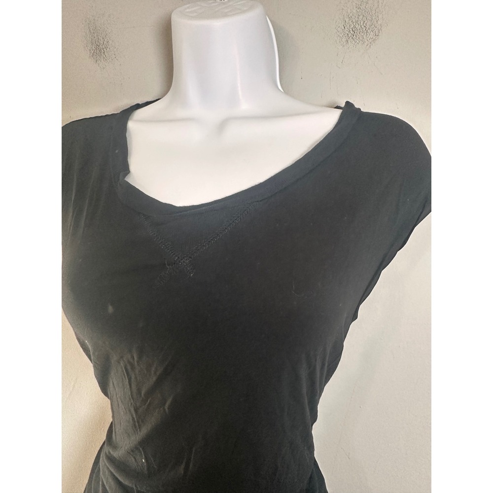 J.Crew Womens Black Cap Sleeve Drop Waist Jersey Mini Dress Size M Minimalist - Picture 3 of 5